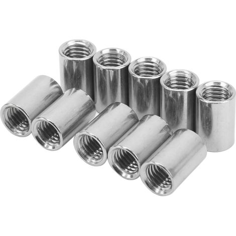 10 Pièces Manchons Filetés M10x1.5 L20mm Acier Inoxydable, Écrous Ronds de Raccordement pour Tiges Filetées (1/5)