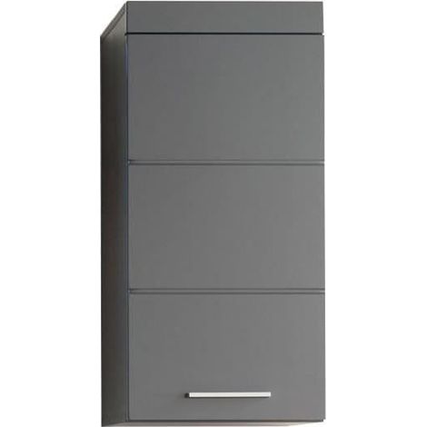 Meuble de rangement salle de bain 1 porte gris brillant – Dimensions 37x77x23 cm – 1 étagère 5 kg – Montage rapide en 1h – Trendteam (1/10)