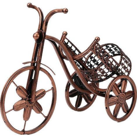 Porte-bouteilles vintage en métal en forme de tricycle, présentoir/rangement pour œuvres d'art (1/5)
