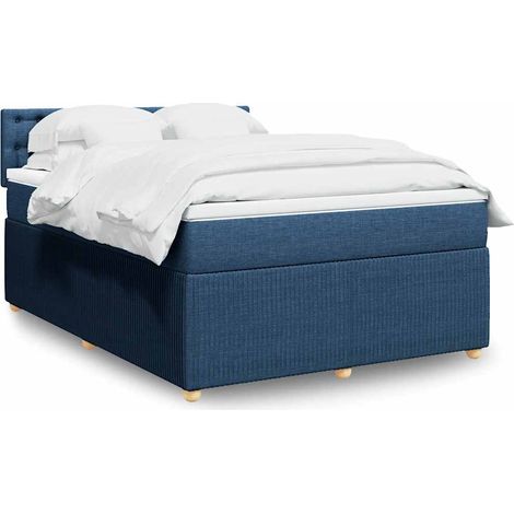 Boxspringbett mit Matratze Blau 140x200 cm Stoff