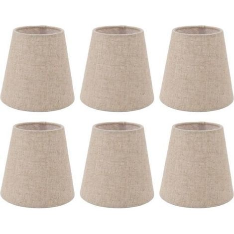 Abat-jour À Pince - Lin - Pour Ampoule E14 - Diamètre 9.3 À 14 Cm - Hauteur 14 Cm - Lot De 6 (1/5)