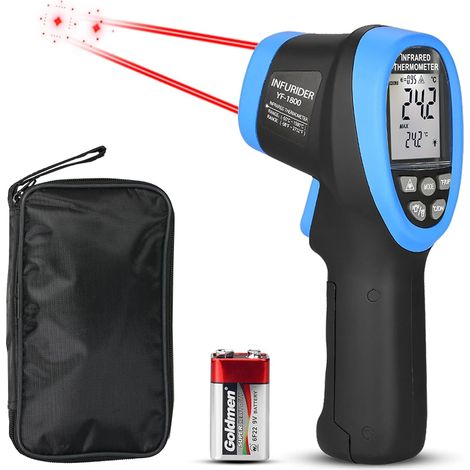 Thermomètre Infrarouge Sans Contact(-50℃-1800℃), Pistolet Température Infrarouge Laser 50:1 avec D'émissivité Réglable Alarme,Pyromètre pour l'industrie (1/5)