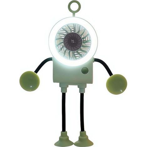 Ventilateur à ventouse, ventilateur de bureau robot, ventilateur portable pour poussette, refroidisseur USB 5 vitesses avec affichage numérique LED pour siège arrière de voiture, dortoir, bureau (1/5)