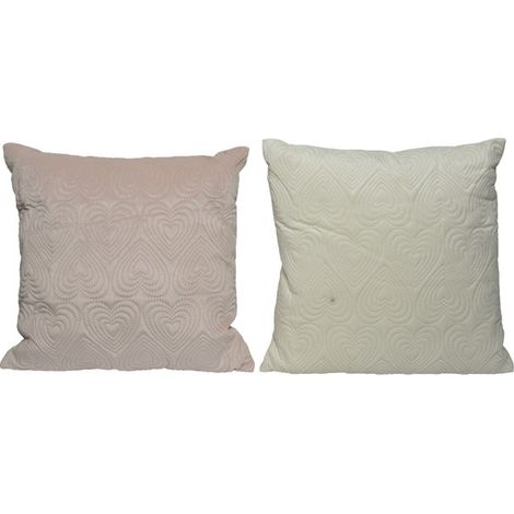 CUSCINO POLI VELLUTO BIANCO/ROSA TENUE CON RILIEVO