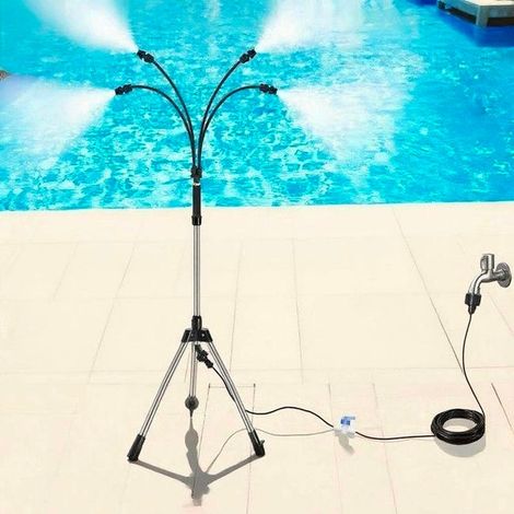 Système de brumisation portable pour extérieur avec base remplissable, brumisateurs sur pied pour terrasse extérieure (1/5)