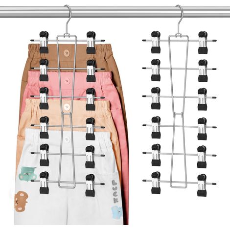 Cintre Enfant 6 Niveaux Avec Pinces Réglables - Pour Pantalons Jupes Et Vêtements Enfants - Acier Inoxydable - 1 Pièce (1/5)