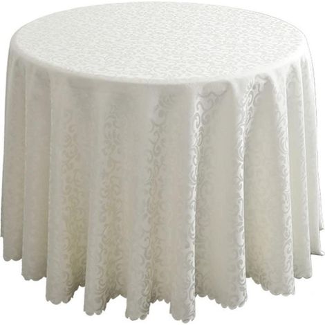 Nappe ronde en polyester, beige, 180 cm de diamètre