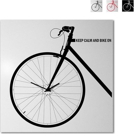 Orologio da parete moderno quadrato 50x50cm design bicicletta Bike On - Grigio (1/5)