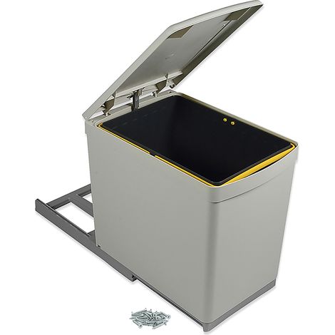 Recyclingbehälter 16L, automatischer Deckel, graues Plastik