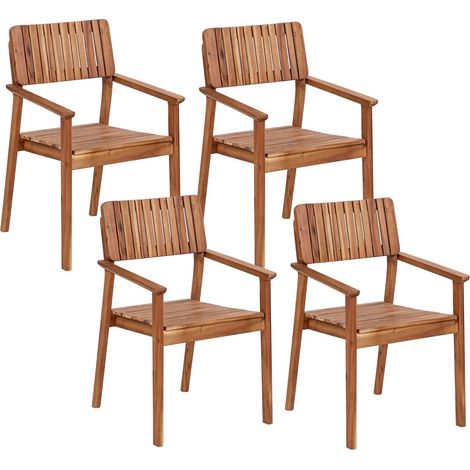 Set of 4 Garden Chairs AGELLO Acacia Wood Brown (1/5)