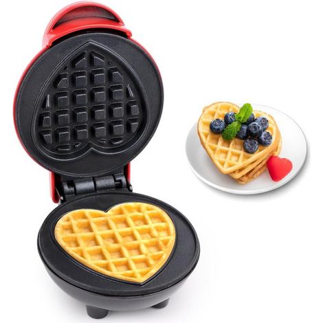 Mini gaufrier en forme de cœur, petit gaufrier en forme de pistolet avec revêtement antiadhésif, gaufrier belge, pour des gaufres classiques, les anniversaires d'enfants et plus encore. (1/5)