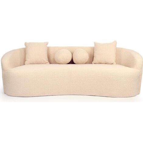 Canapé 4 places au design élégant et incurvé Alex XL Tissu bouclette Beige