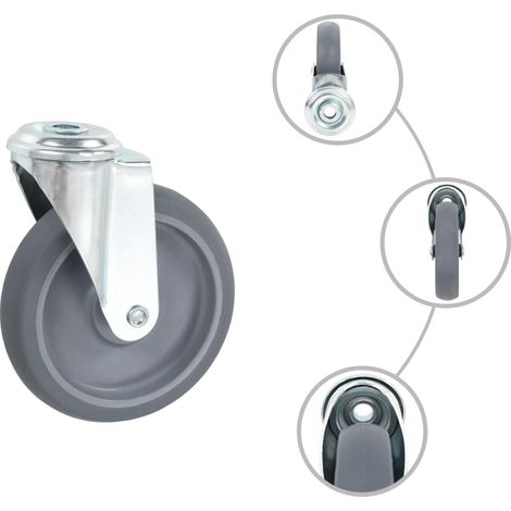 12 pcs Roulettes pivotantes à trou de boulon 125 mm (1/5)