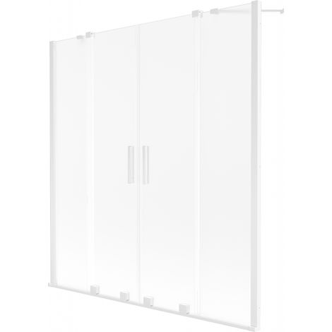 Mexen Velar Duo Badewannenabtrennung 2-flügeliges Schiebesystem 160 x 150 cm, satiniert, weiß - 896-160-000-32-20