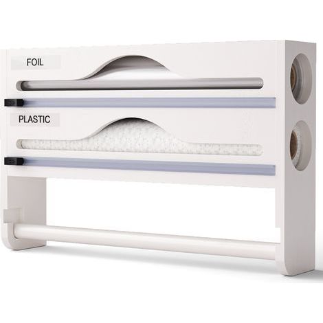 Distributeur de papier aluminium avec coupe-papier, deux compartiments, blanc