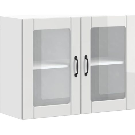 Maison Exclusive - Pensile da Cucina con Porta in Vetro Lucca Bianco Lucido