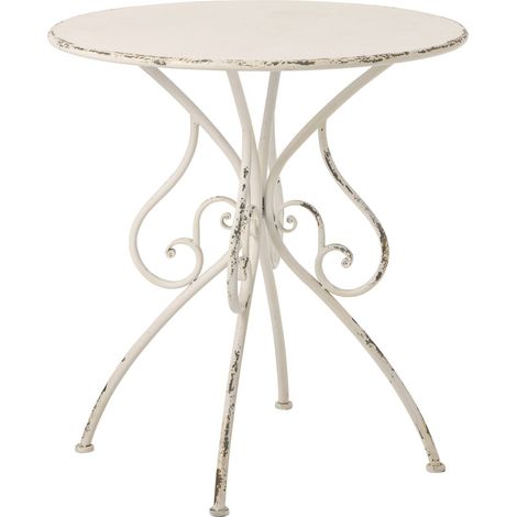 Table de jardin ronde en métal blanc cassé - blanc cassé (1/5)
