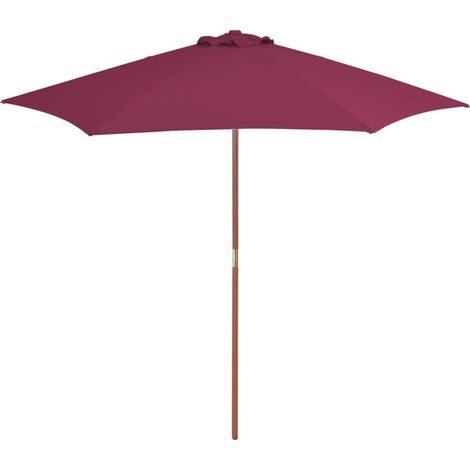 Parasol avec mât en bois 270 cm bordeaux