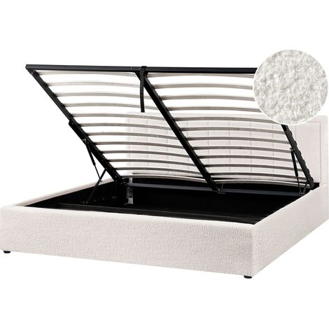 Ottoman Bed Boucle MONTLAUR 180 x 200 cm (EU Super King) White (1/5)