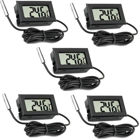 Set mit 5 digitalen LCD-Thermometern mit externer Sonde für Auto, Kühlschrank, Gefrierschrank und Aquarium