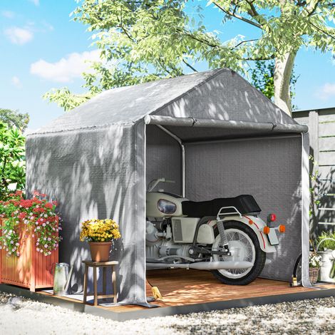 Abri de jardin 2 x 2 x 2 m abri vélo extérieur avec en cadre acier galvanisé. imperméable et résistant aux UV - gris