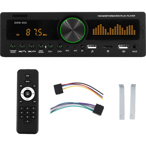 Autoradio 1 DIN Bluetooth MP3 avec télécommande, commande vocale et fonction SWM‑80A (1/5)