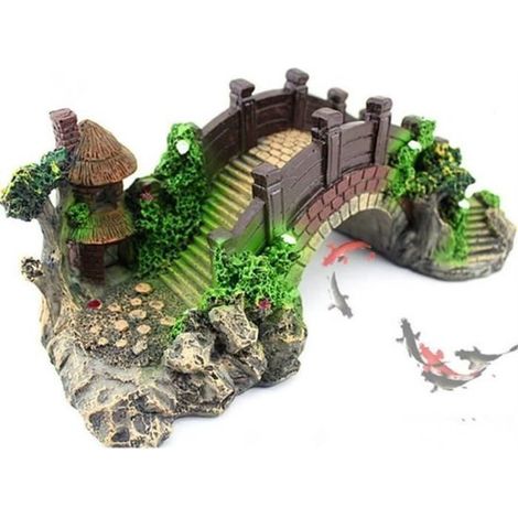 Decoraciones naturales para acuarios con adornos de plástico y un puente arqueado para peces y accesorios de pecera. (1/5)