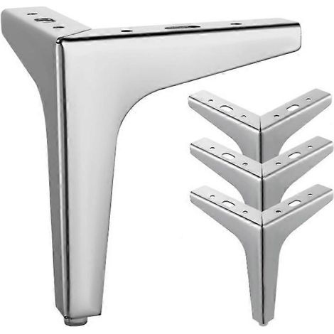 Quatre pieds de meubles en métal, pieds de meubles triangulaires de 15 cm (6 pouces), adaptés aux canapés, tables basses, meubles TV et autres meubles. (1/5)