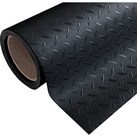 Rouleau Tapis De Sol Revêtement Caoutchouc PVC Rugueux Antidérapant Moquette Tôle Isolation Noir - 100x2000 cm