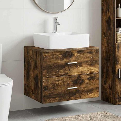 vidaXL Juego de muebles de baño Roble Ahumado Madera de ingeniería (1/5)