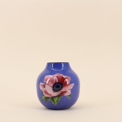 Vase en métal laqué violet fleuri, H12cm (1/5)