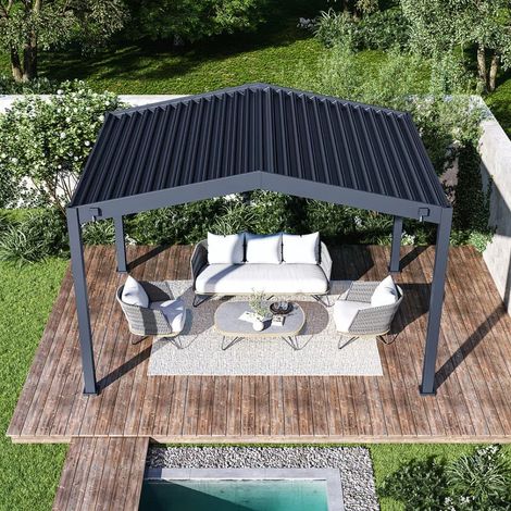 Pergola à double pente 3x4 m - Anthracite (1/3)