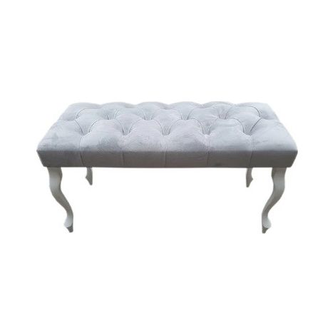 Banc, bout de lit capitonné gris 90x43x40 cm
