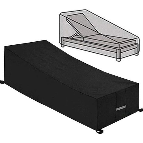 Schutzhülle für Gartenliegen, wasserdicht und UV-beständig mit Belüftung, verstärktes, winddichtes Oxford-Gewebe für Gartenmöbel (210 x 75 x 80 cm) – Schwarz