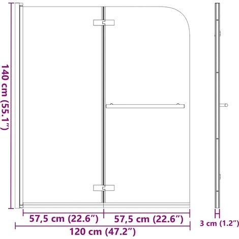 Maison Exclusive - Box Doccia Pieghevole a Libro 2 Pannelli in ESG 120x140 cm (1/2)