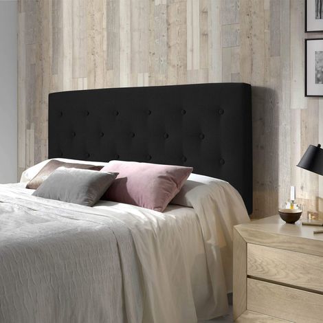Testiera di Tessuto Oslo 140x100 cm, Antracite, Gambe di Legno, Kit Montaggio Incluso
