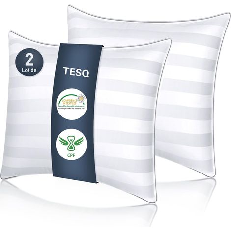 Oreiller 65x65 cm Lot de 2 Oreillers Confort Moelleux, Lavable (1/5)