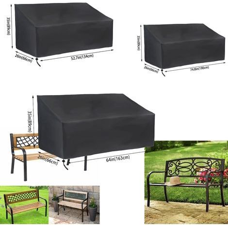 Schutzhülle für Gartenbank – wasserdicht – 4-Sitzer – 190 x 66 x 89/69 cm (1/4)