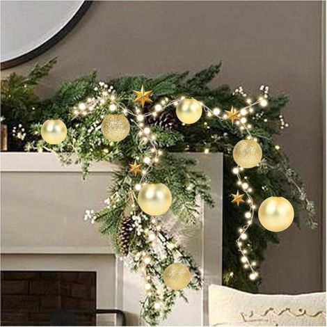 Set aus goldenen Weihnachtskugeln mit bruchsicheren Kugeln für eine festliche Weihnachtsbaumdekoration (1/4)
