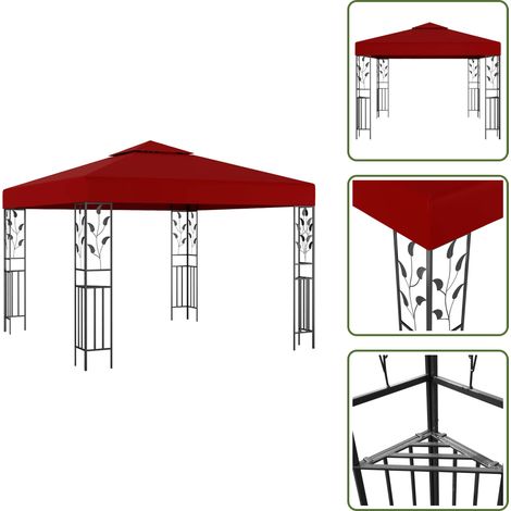 Belvédère 3x3 m Rouge bordeaux - Belvédère - Abri Solaire - Parasol - Jardin - Terrasse (1/5)
