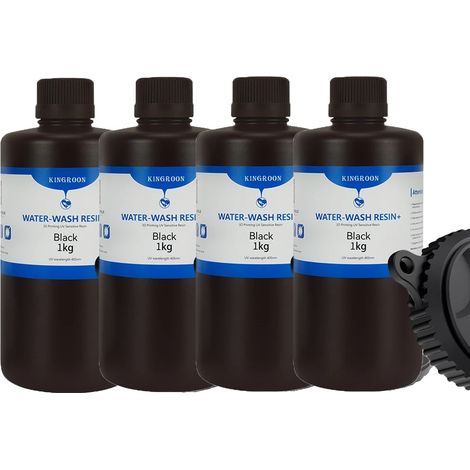 Resina para impresión 3D, lavable con agua, impresiones de alta calidad, 4 kg, color negro. (1/2)