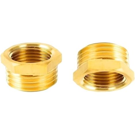Lot de 2 connecteurs réducteurs en laiton Filetage femelle BSP G 3/8 ≈ 15 mm vers filetage mâle G 1/2 ≈ 20 mm Adaptateur de plomberie réducteur de filetage de tuyau pour conversion de