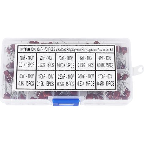Condensateur Film Polypropylène Cbb - Kit 150 Pièces 10nf À 470nf 63v 100v - Pour Circuits Électroniques Tuning Et Filtrage (1/5)