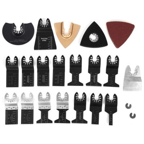 BUNTHAUS Lames de scie oscillantes universelles, 26 pièces, en acier à haute teneur en carbone, outil multifonction pour couper et polir le bois, le plastique et le PVC.