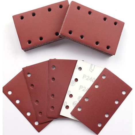 50 Pièces Feuilles Abrasives, 80x133mm Papier a Poncer 240 Grains Papier Abrasif pour Bosch Ponceuse Vibrante Polir et Enlever La Rouille (1/5)