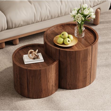 Mesa de centro con almacenaje 77,5x47,5 cm en aglomerado color nogal - CHICFURN (1/5)