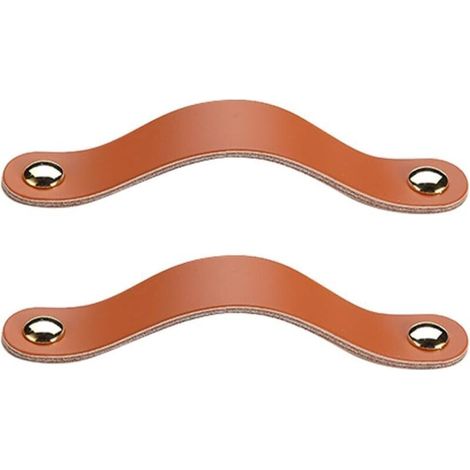 2 Pcs Poignée Meuble Cuir, Bouton Porte Placard Poignee Cuir Bouton de Tiroir, Poignee de Meuble Vintage pour Armoires, Commod (1/4)