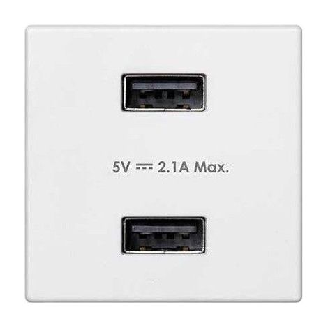 Caricabatterie USB Simon Connect con presa K45 tipo A 5V/2.1A bianco puro K126E/9 TSC-K126E-9