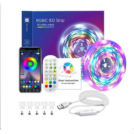 Bande Lumières LED, avec télécommande, coloré (2 mètres, lampes 28) (1/5)