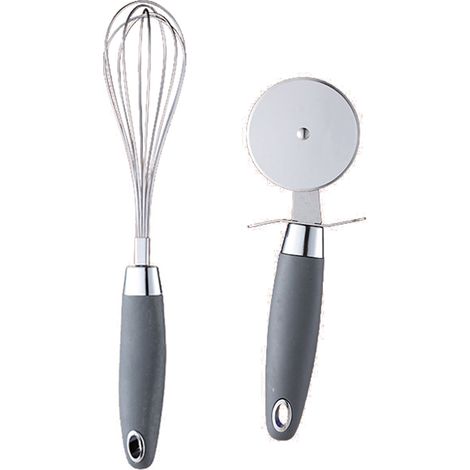 Ensemble Ustensiles Cuisine Acier Inoxydable - Poignées Souples Antidérapantes - Pour Cuisson Et Service - Lot De 2 Pièces (1/5)